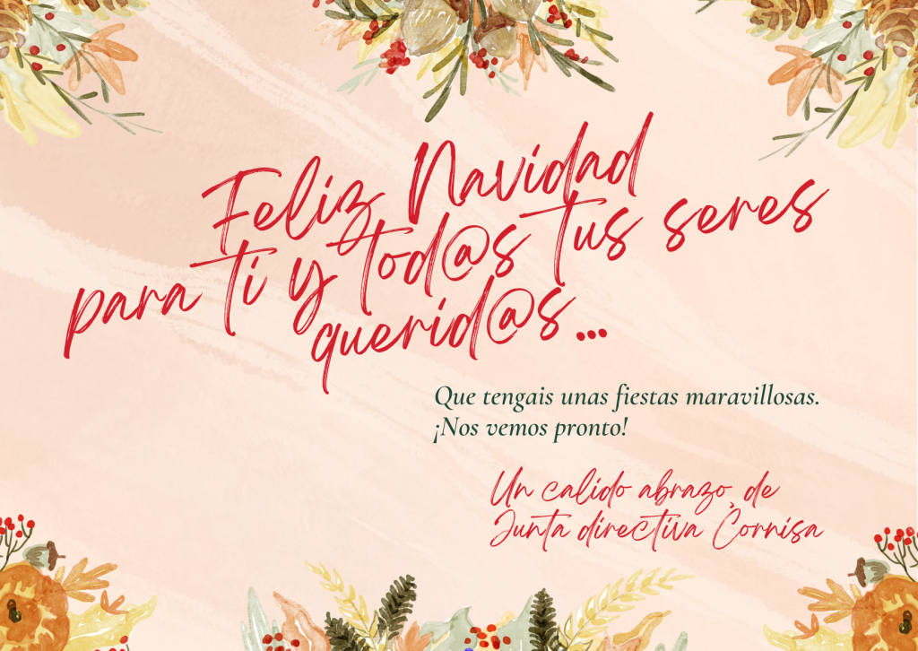 Felicitación de Navidad Tarjeta Virtual Rosa Acuarela Flores (3)