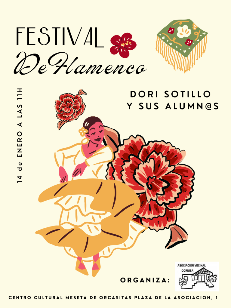 Poster Flamenco ilustrado calido rojo (1)